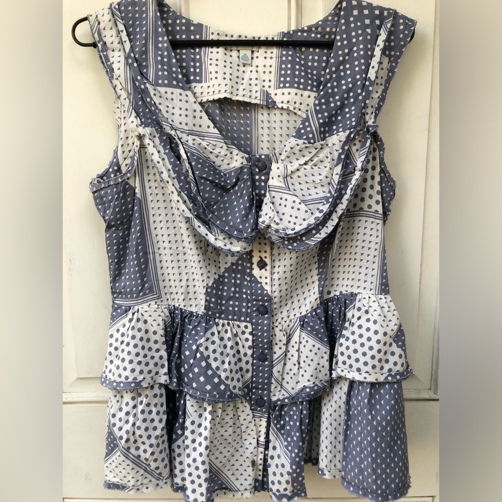Anthropologie Odille Ruffled Sleeveless Top